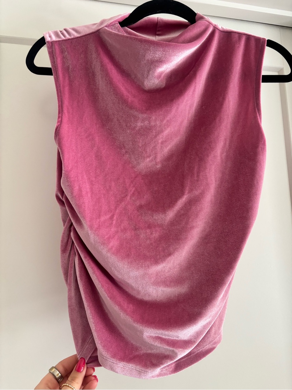 a new day Pink Velvet Sleeveless Drape Tank
